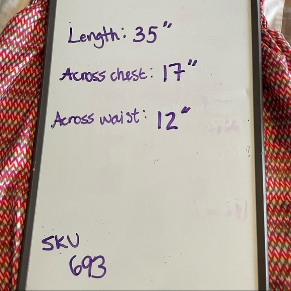 Gap sleeveless midi dress zig zag red orange  pattern braided neckline - Picture 12 of 12